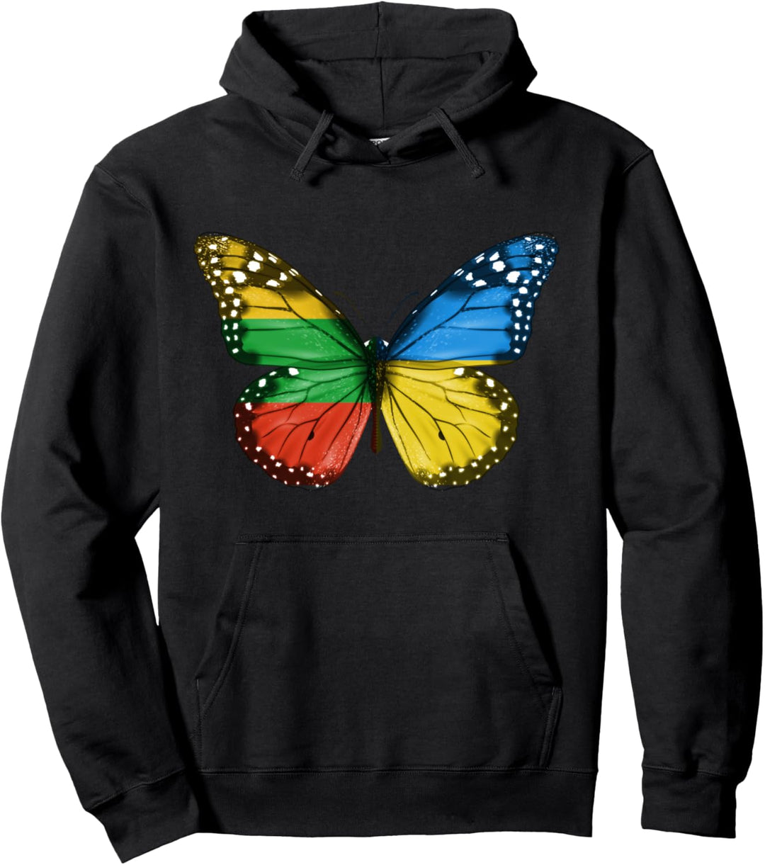 Litauische Ukrainische Flagge Schmetterling Litauen Ukraine Pullover Hoodie