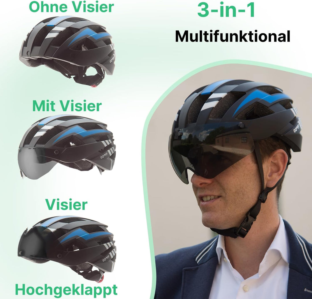 GOOFF Blitz MTB- und Fahrradhelm in Schwarz - Sportlicher Helm mit ultraleichter Bauweise - Fahrradh
