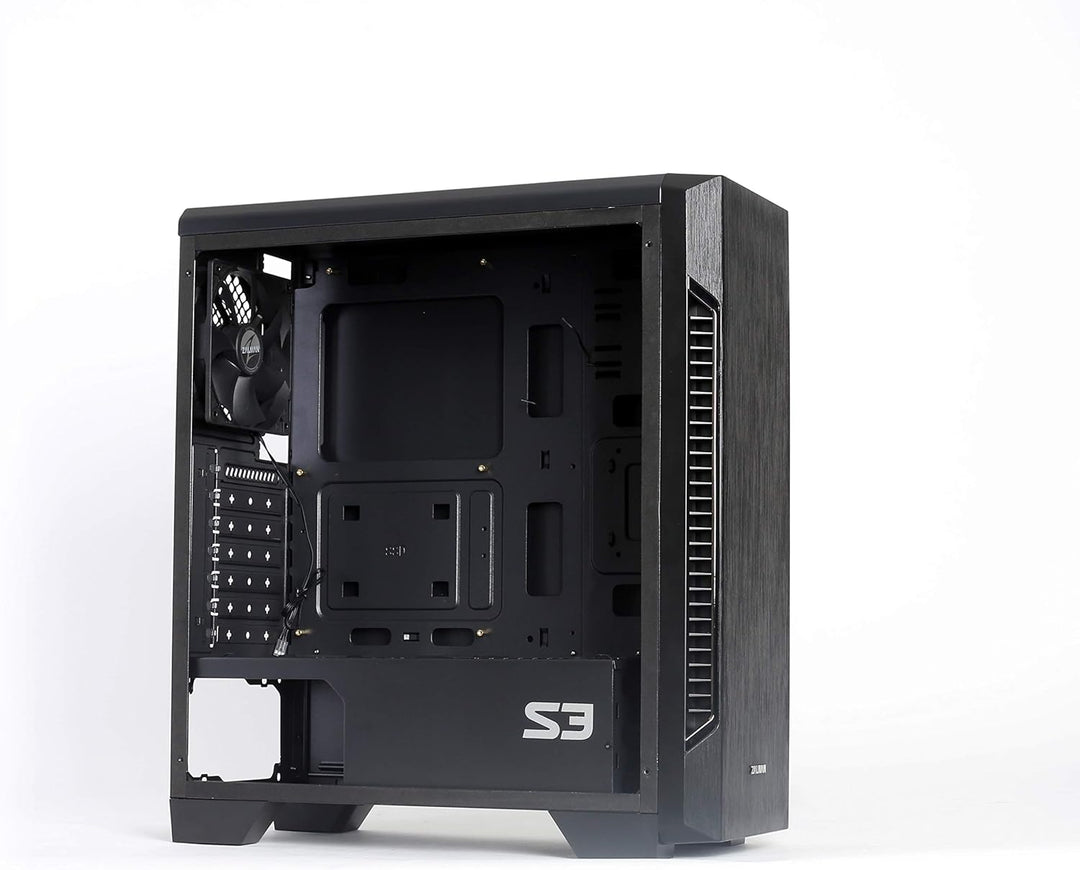 Zalman S3 PC Midi Tower ATX Gehäuse mit Lüfter, Gaming Gehäuse ATX Tower, PC Gehäuse Durchsichtig mi