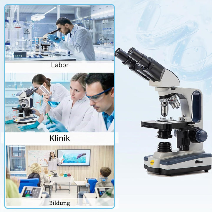 Swift Digitales Binokular-Mikroskop 40X-2500X, mit 5MP USB-Kamera, zweilagiger mechanischer Bühne un