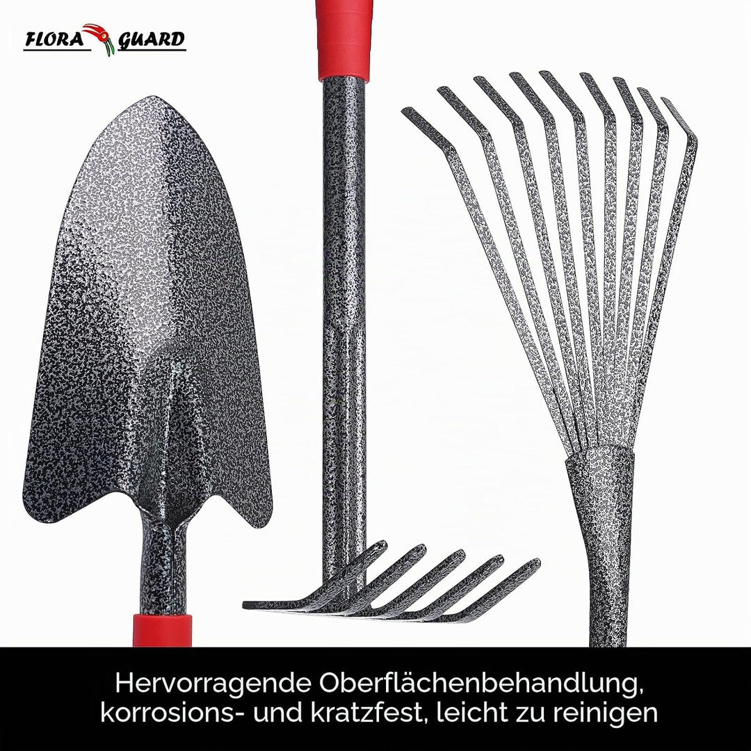 FLORA GUARD Gartengeräte,6 Stück Garten Werkzeug Set Einschliesslich Weeder, Gartenkelle, Handrechen
