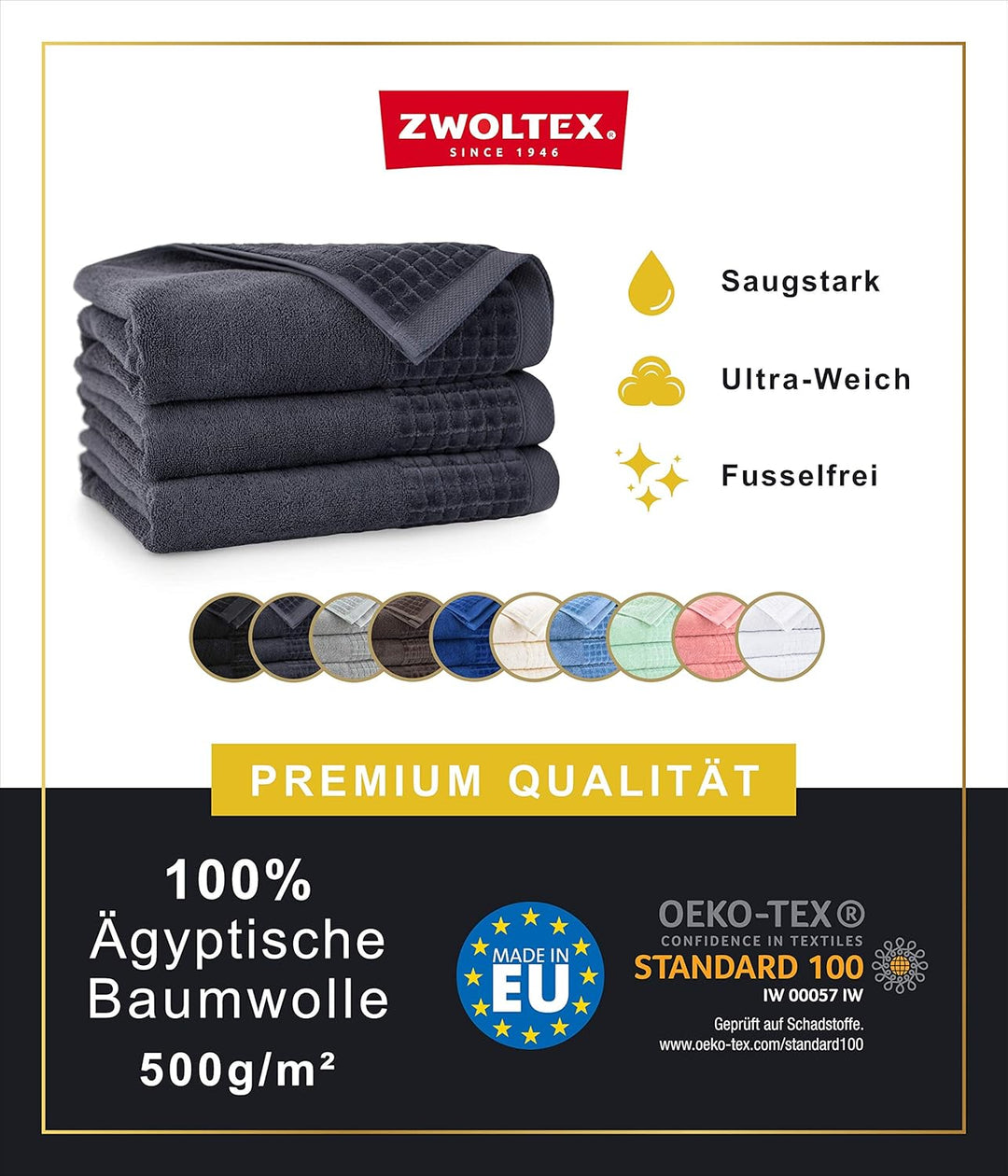 ZWOLTEX Himmlisch weiche Handtücher aus 100% Ägyptischer Baumwolle I Made IN EU I Gästehandtücher Ul