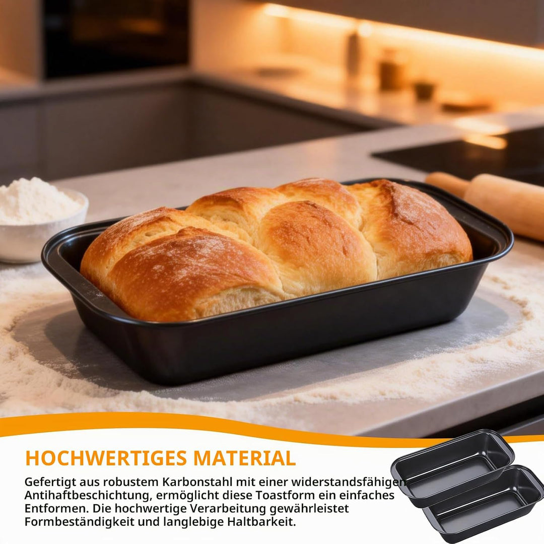 2 Stück Brotbackform Edelstahl, 25.7 * 13 * 5.8cm Brotbackform, Kastenform Brot, Backform Brot mit 2