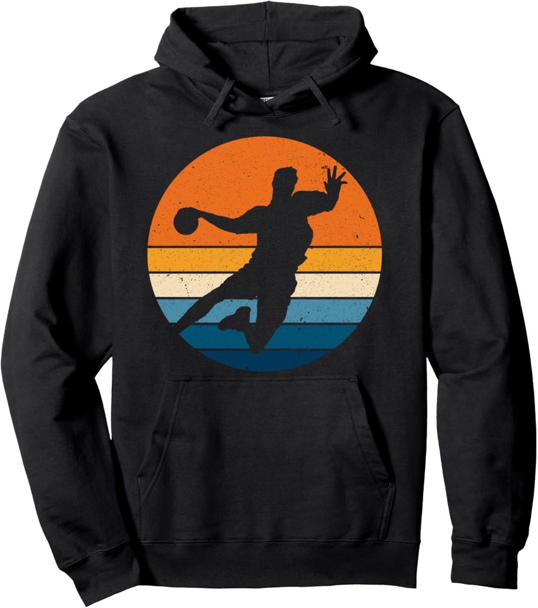 Handball Sports Retro Vintage SunsetH Handball Player Pullover Hoodie