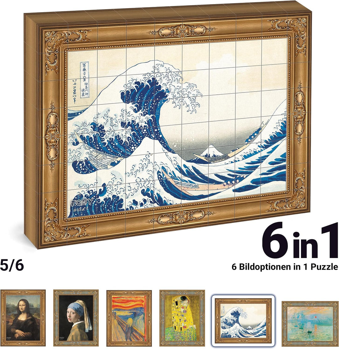 TOSY Picture Cube Iconic Masterpieces: 6-in-1 magnetisches Bilderpuzzle, 80 Blöcke, 488 Flächen/Magn