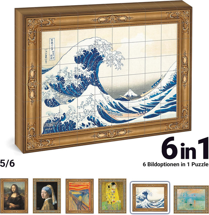 TOSY Picture Cube Iconic Masterpieces: 6-in-1 magnetisches Bilderpuzzle, 80 Blöcke, 488 Flächen/Magn