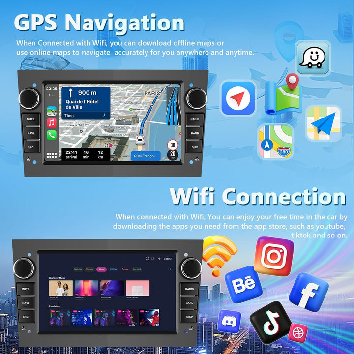 Autoradio für Opel Combo Astra Antara Corsa Zafira mit Wireless Carplay Android Auto, 7" Bildschirm