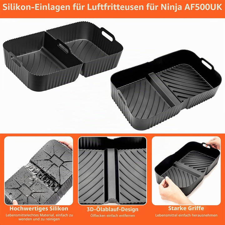 Heissluftfritteuse Zubehör für Ninja Foodi Flexdrawer 10,4 L AF500EU,3 Pcs Airfryer Silikonform Wied