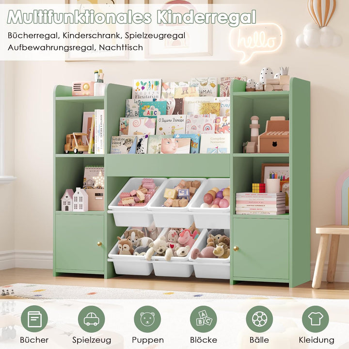 FOREHILL Kinderregal mit Kinderbücherregal Kinderzimmer Möbel aus Holz Bücherregal für Kinder mit Au