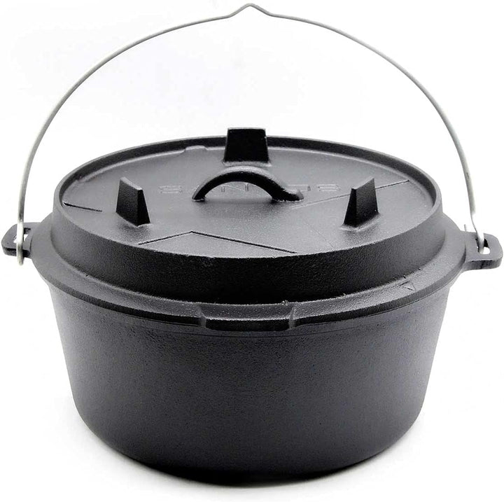 SANTOS Dutch Oven mit Deckel - inkl. Frittierkorb Ø 27,5 x9,5cm - 8,5 L/9 Qt Feuertopf - Gusseisen -