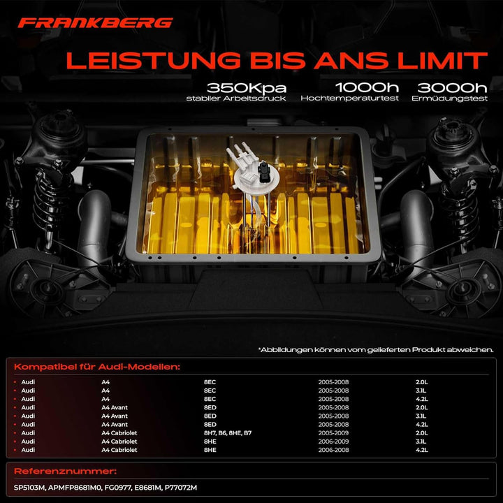 Kraftstoffpumpe Benzinpumpe für A4 8EC, B7 A4 Avant 8ED, B7 A4 Cabriolet 8H7, B6, 8HE, B7 2.0L 3.2L