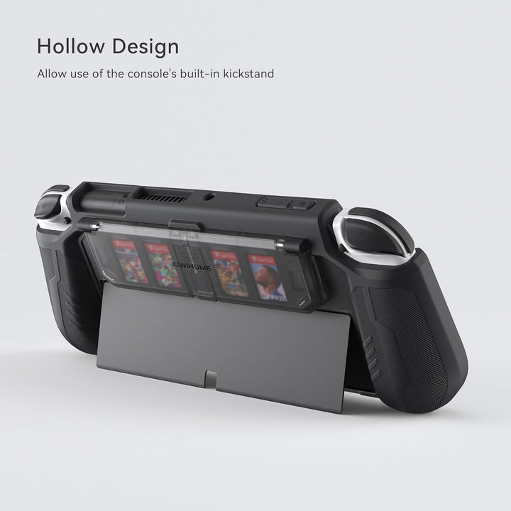 KIWIHOME Switch OLED Hülle mit Spiele Aufbewahrung im Flip Design, Dockbare Schutzhülle für Nintendo
