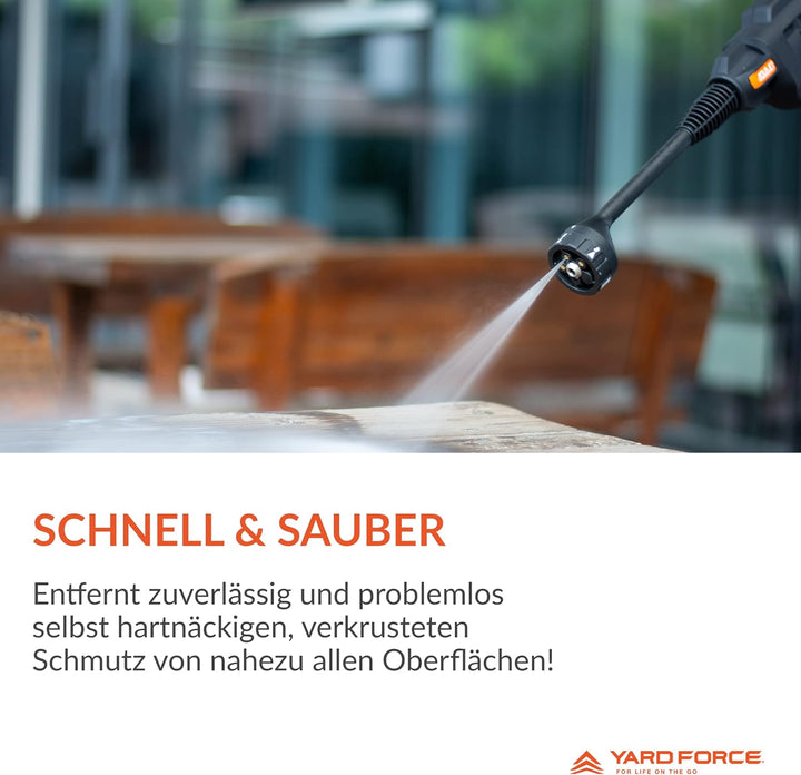 Yard Force AquaJet Akku-Hochdruckreiniger LW C02A für Bewässerung, Reinigung & Desinfektion, 20V / 2