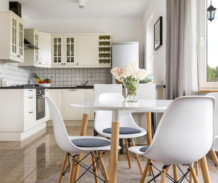 Ampara - 4er Set - Edle Stuhlkissen rund 40cm - rutschfest & gemütlich, Sitzkissen rund aus Filz, gr