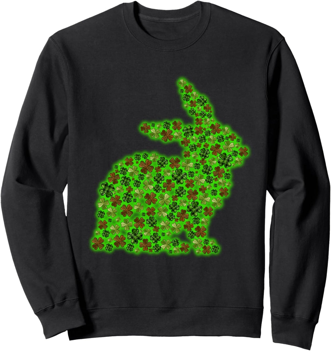 St. Patrick's Day Green Buffalo Plaid Shamrock Bunny Women's Sweatshirt
