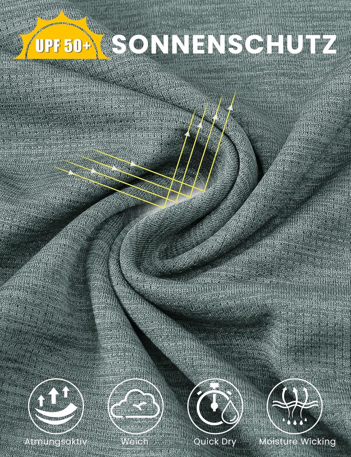 Damen Sport Shirt Langarm Laufshirt UPF 50+ UV Schutz Schnelltrocknend Pullover Sweatshirts Fitness