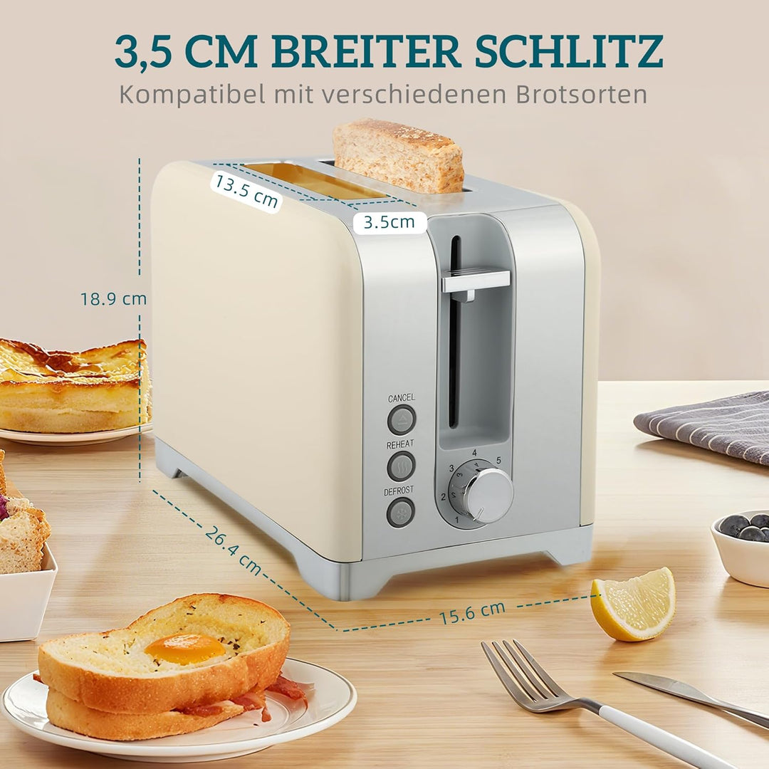 HOMCOM Wasserkocher Toaster Set, 2200 W, 1,7 L Edelstahl Wasserkocher 2 Scheiben Toaster mit Otter-T