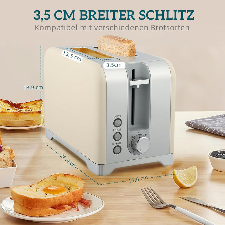 HOMCOM Wasserkocher Toaster Set, 2200 W, 1,7 L Edelstahl Wasserkocher 2 Scheiben Toaster mit Otter-T