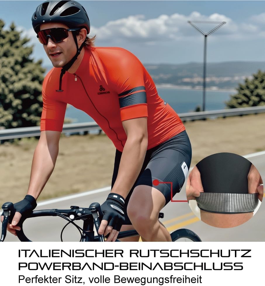 CEROTIPOLAR Radhosen für Herren, Lange Polsterung, Fahrrad-Bib-Shorts UPF50+ L Black-7, L Black-7