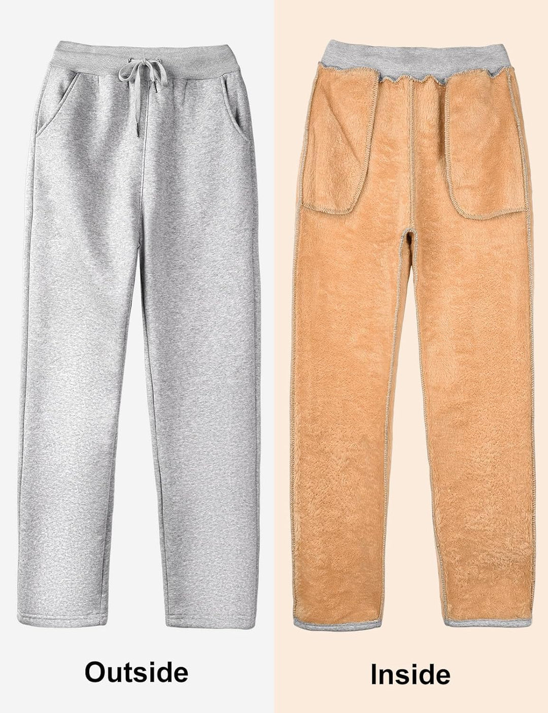 Gefütterte Jogginghose Damen Warm Fleece Freizeithose Winter Thermo Fleecehose High Waist Sweathose