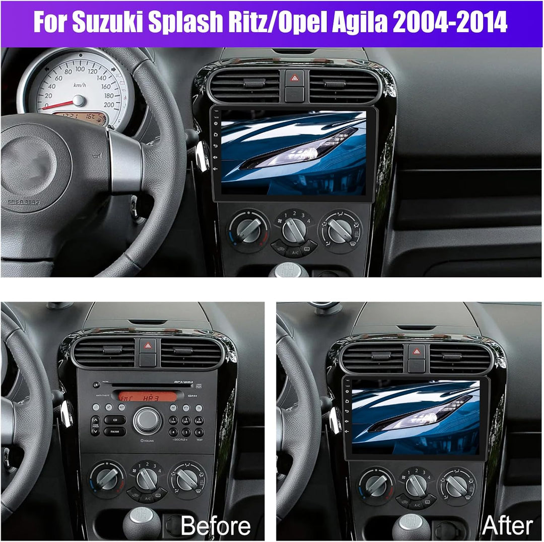 CAMECHO 2G+64G Android 13 Autordio Pour Suzuki Splash Ritz/Opel Agila 2004-2014 Avec Carplay/Android