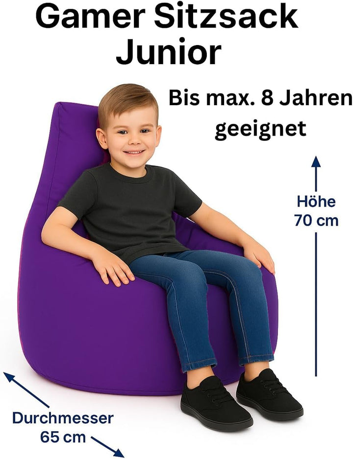 PATCH HOME Gamer Kissen & Lounge Sitzsack – befüllbar mit Reissverschluss, gefüllt mit Styropor, gee