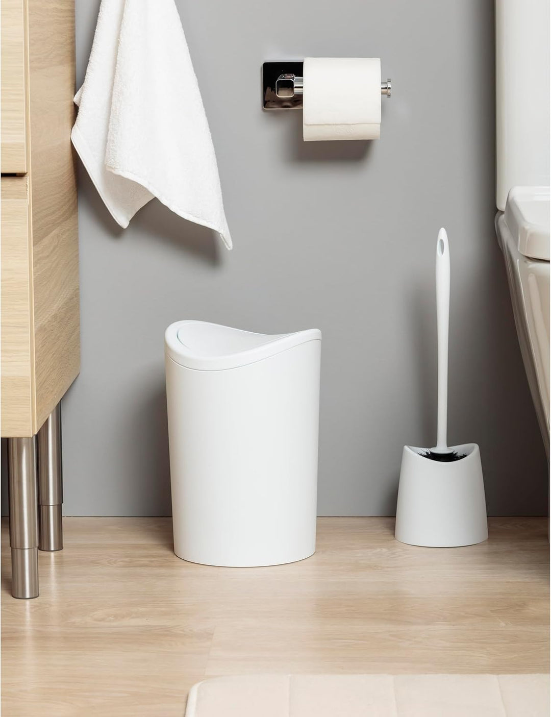 TATAY Mülleimer Bad, 6L Kapazität, Polypropylen, BPA frei, weiss. Massnahmen 19 x 19 x 28 cm Weiss 6