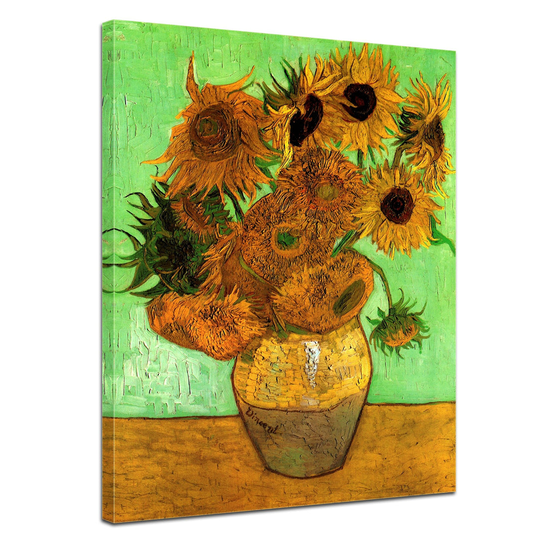 Bilderdepot24 Bild auf Leinwand | Vincent van Gogh Zwölf Sonnenblumen in 50x70 cm als Wandbild | Wan