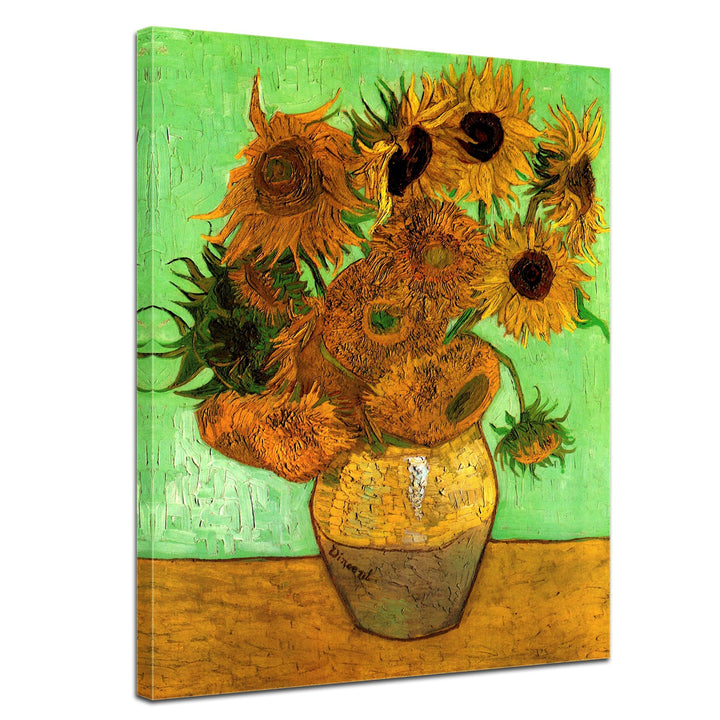 Bilderdepot24 Bild auf Leinwand | Vincent van Gogh Zwölf Sonnenblumen in 50x70 cm als Wandbild | Wan