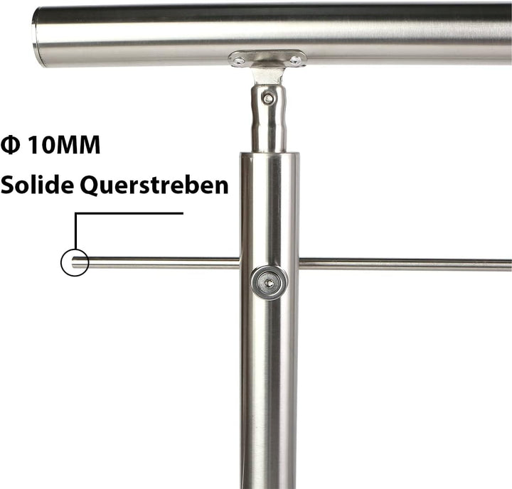 CAVATINY Edelstahl Handlauf Geländer für Treppen Brüstung Balkon mit 5 Querstreben - Innen und Ausse