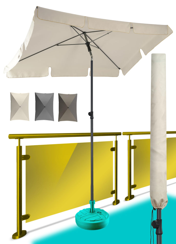 Menz Sonnenschirm, inkl. Sonnenschirmhülle - Sonnenschirm rechteckig 200 x 125 cm für Balkon, Garten