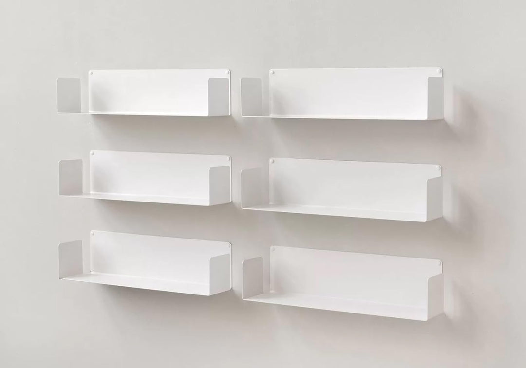 TEEbooks - CD und DVD Regal - 6er Set - Stahl - WEIss - 60x15x15cm Weiss Set mit 6 Regalen Einzigart