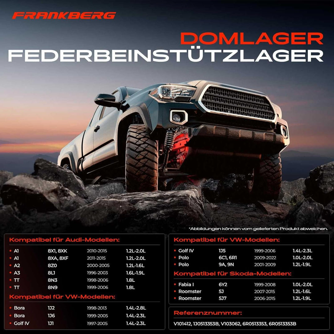 Frankberg 2x Federbeinstützlager Hinten Kompatibel mit A1 8X1 8XK 2010-2015 Fabia 6Y2 1999-2008 B.o.