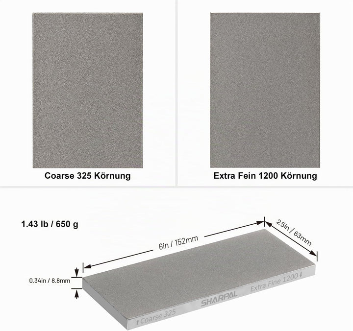SHARPAL 156N Diamant-Schleifstein Abziehstein mit Aufbewahrungsbox, Dual Körnung, grob/extrafein, We