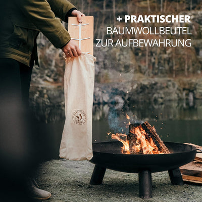 FINNWERK Flammlachsbrett - Flammlachsbretter mit Halterung aus Edelstahl - Perfekte Lachsbretter zum