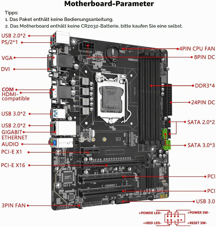 SHANGZHAOYUAN B85M PRO Mainboard LGA 1150 Micro ATX Gaming Motherboard für Intel Core i7/i5/i3/Penti