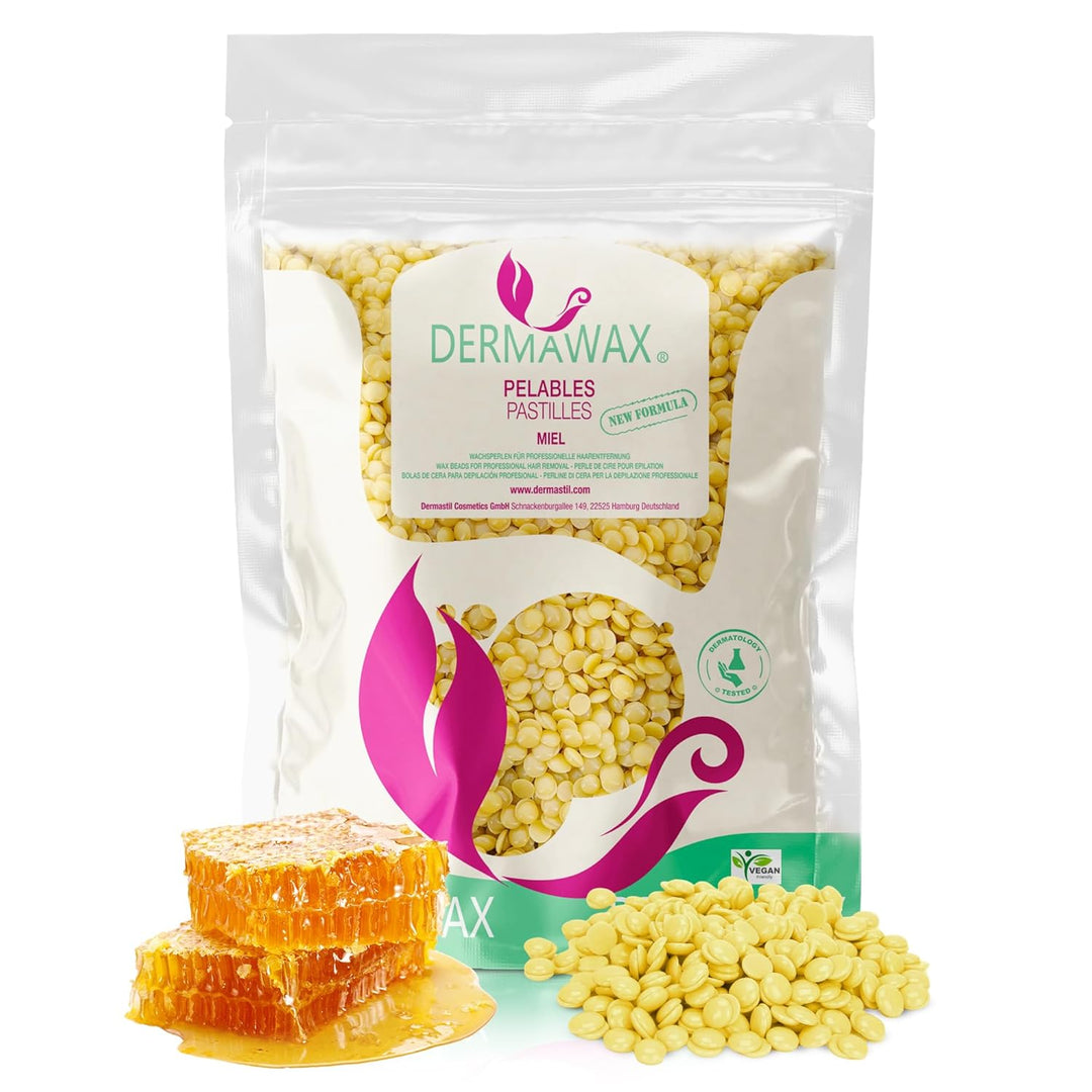 Dermawax Natural Honig Wachsperlen 1 kg – Premium Filmwachs für Enthaarung ohne Wachsstreifen, Brazi