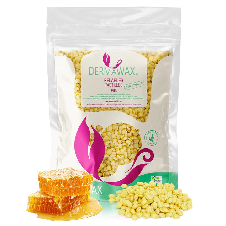 Dermawax Natural Honig Wachsperlen 1 kg – Premium Filmwachs für Enthaarung ohne Wachsstreifen, Brazi
