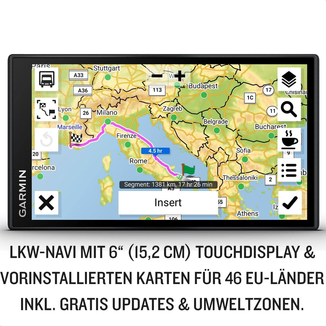 Garmin dēzl LGV 610 EU – LKW-Navigationsgerät mit 6“ (15,2 cm) Farbdisplay, vorinstallierten EU Kart