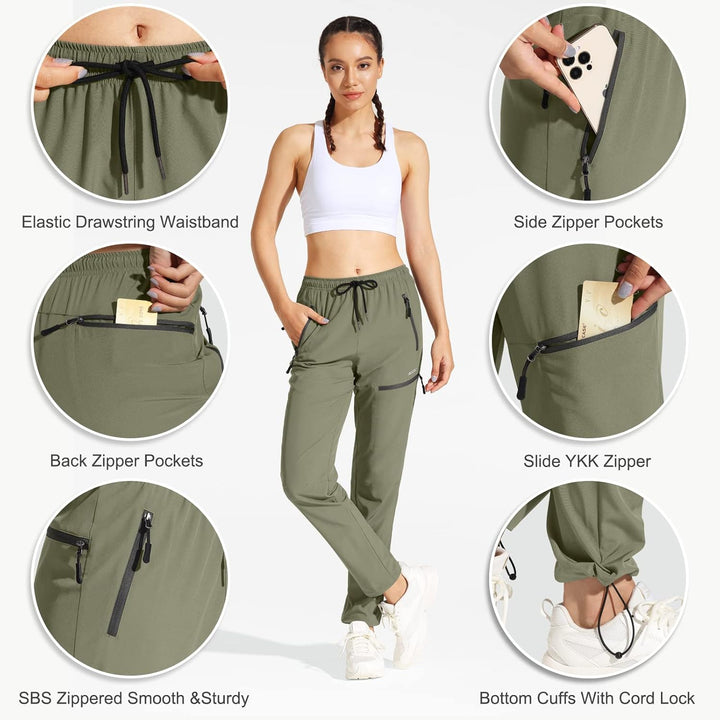 MOCOLY Damen Wanderhose Cargohose Wasserdicht Elastische Outdoorhose Cargo Jogginghose Trekkinghose