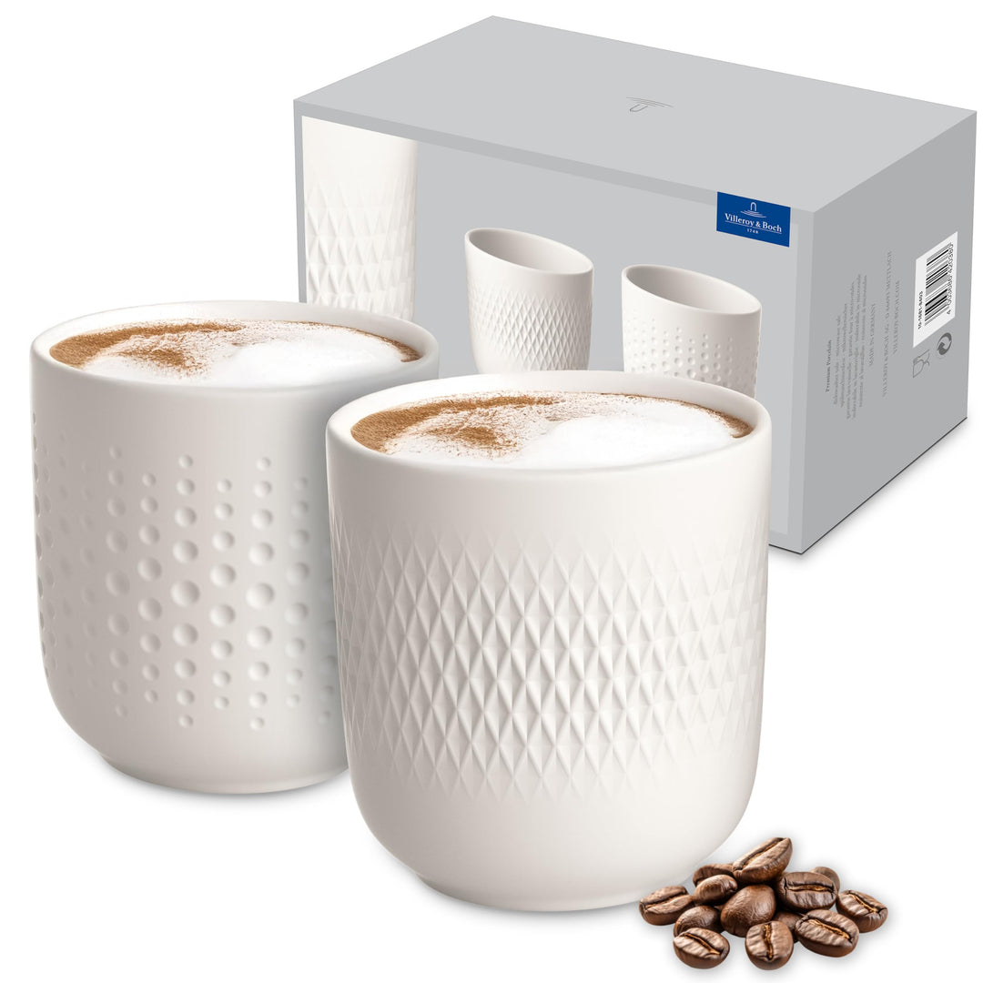 Villeroy & Boch – Manufacture Collier blanc Becher Set 2 teilig, Premium Porzellan Becher Set 2tlg W