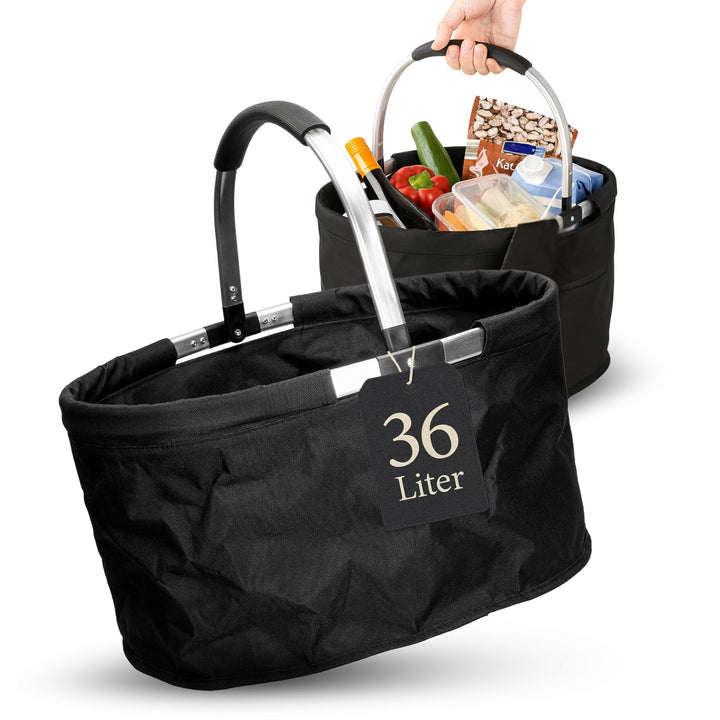 Einkaufskorb faltbar 'Silandre' 36 L - Geschenke für Frauen zu Weihnachten - Klappkorb black mit vie