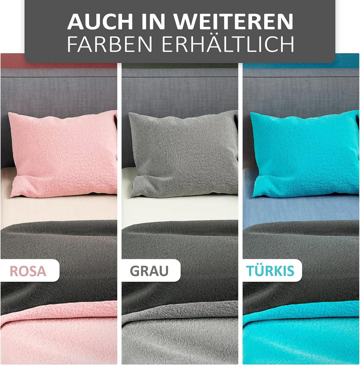 Leonado Vicenti Winter Plüsch Wende Bettwäsche 200 x 220 cm Uni Doppelkissen Bezug Premium Cashmere