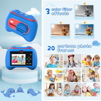 Kriogor Kinder Kamera, Digital Fotokamera Selfie und Videokamera mit 16 MP/Dual Lens/ 2 Inch Bildsch