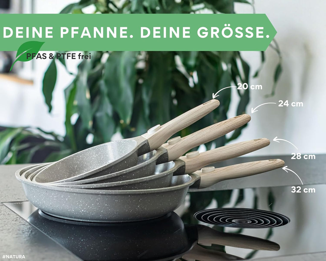 DIVORY Keramikpfannen Set 20, 24, 28 cm – Pfannen mit abnehmbarem Griff, Keramikbeschichtung, indukt
