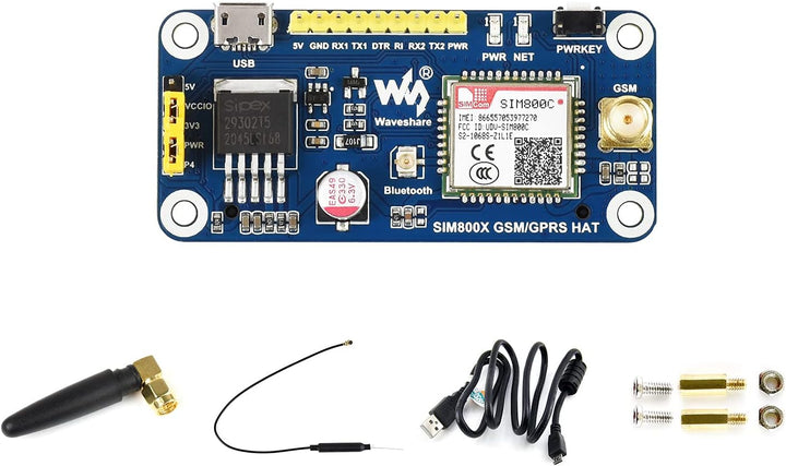 Waveshare GSM/GPRS HAT for Raspberry Pi 2B/3B/3B+/Zero/Zero W Jetson Nano Based on SIM800C Send Mess
