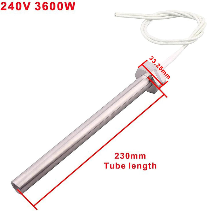 DERNORD Cartridge Heater 240V 3600W Hot Rod Heating Element Replacement 1Inch BSP Thread