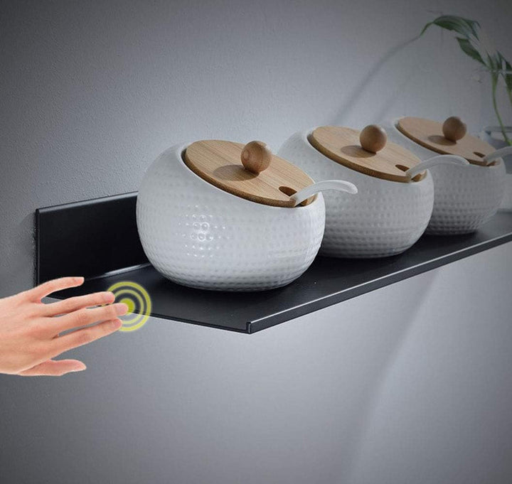 An der Wand montiert Schwimmend Metall Regalleiste, Schwarz Bad Regal Wandhalterung Regale Platzspar