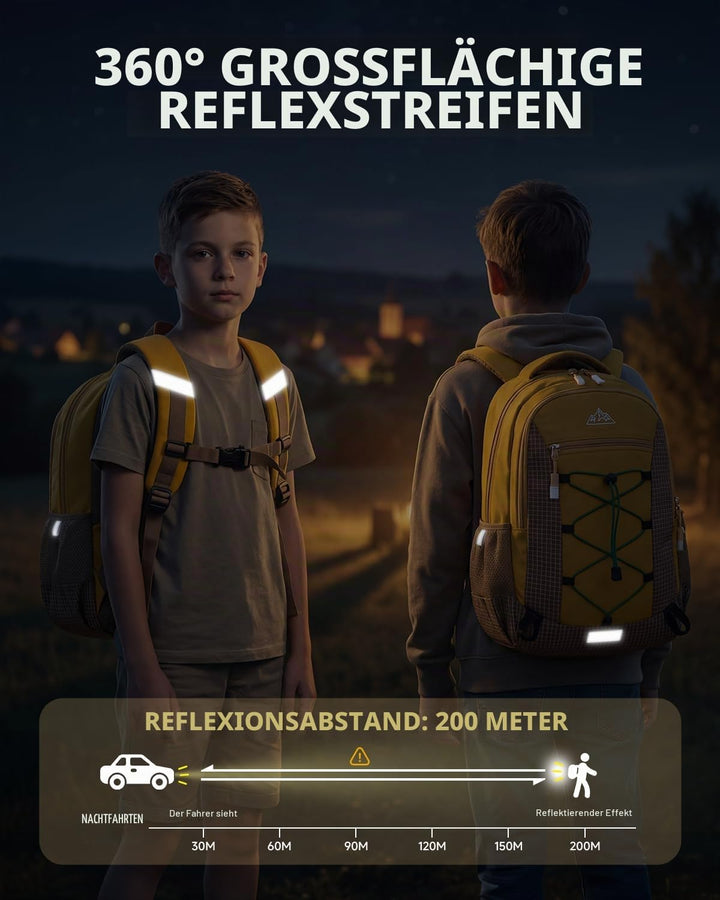 Amythe Outdoor Schulrucksack für Jungen Mädchen ab 6 Jahren, Wanderrucksack Kinder 1. - 5. Klasse, W