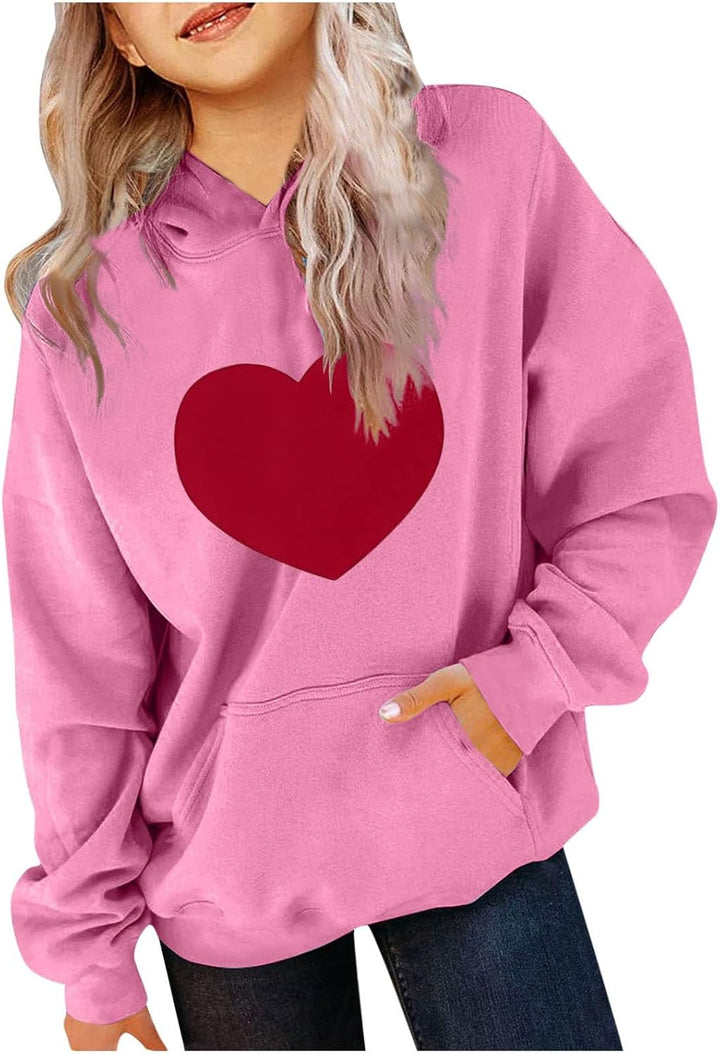 Hoodie Mädchen Pullover Valentinstags Kapuzenpullover Casual Loose Sweatshirt Weiche Bequem Klamotte